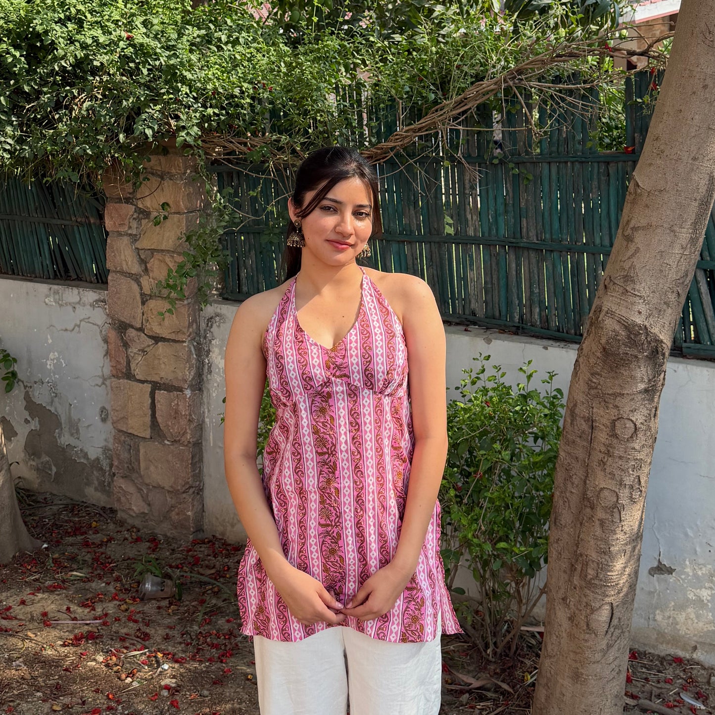 RUHANI-HALTER NECK KURTI