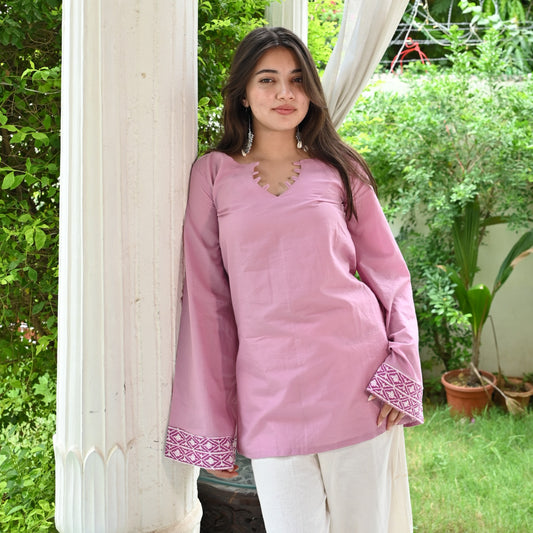 LAVANYA Dusty Rose Solid Kurti
