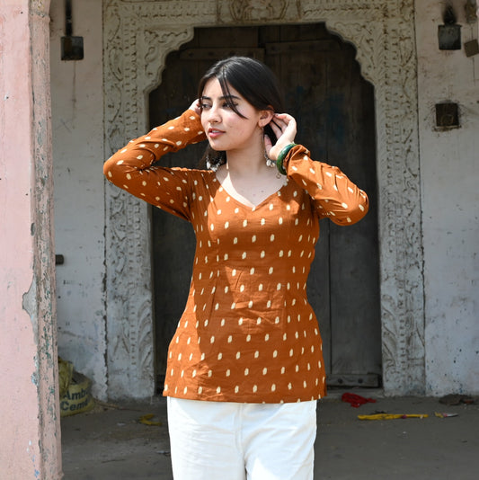 SUNEHRI - V NECK KURTI