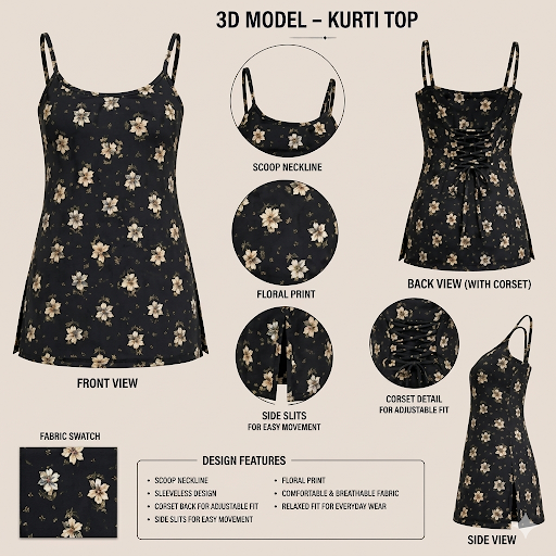 Kruti-Noodle Strap Kurti