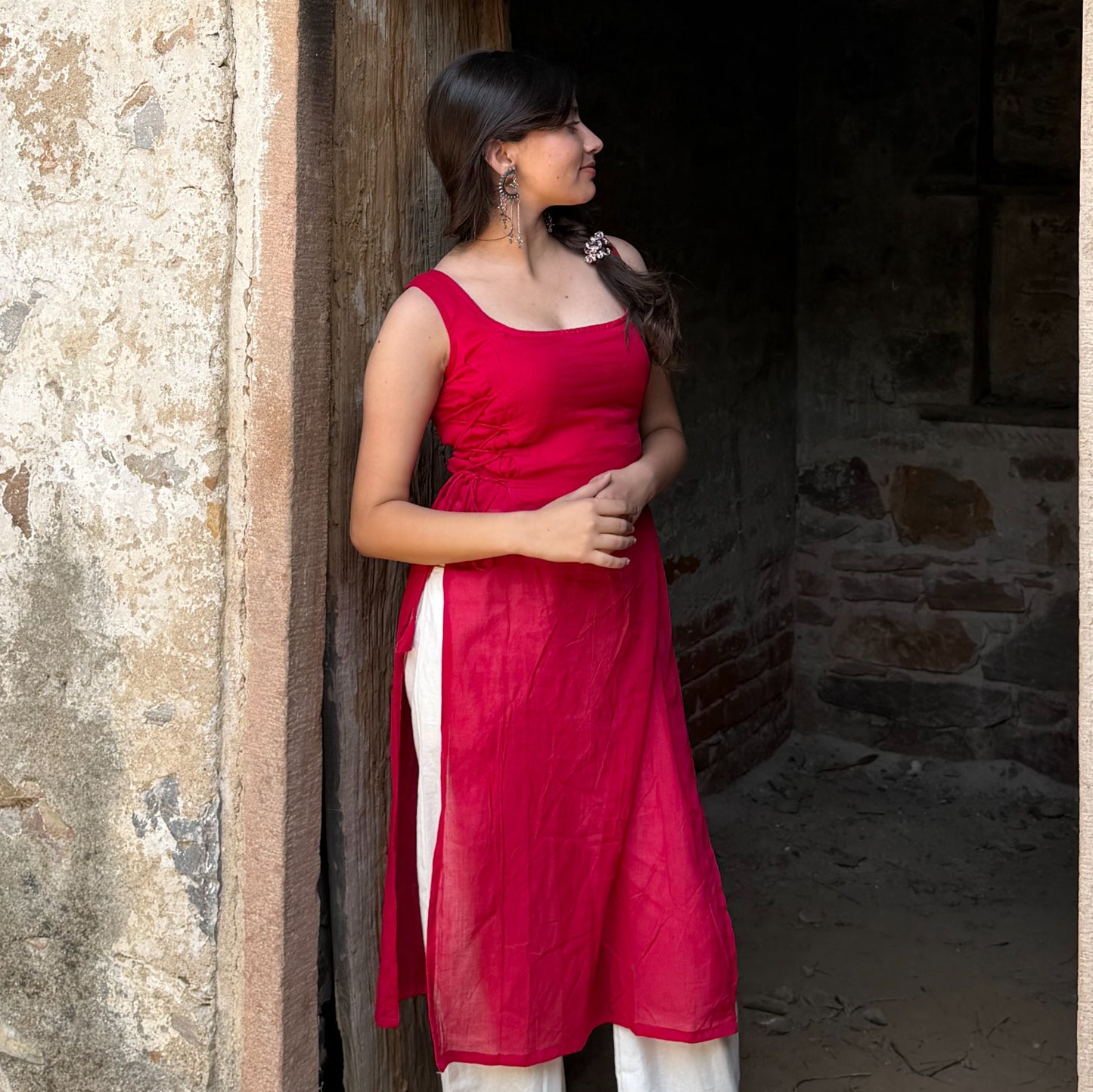 NAAZ-LONG MULMUL KURTA