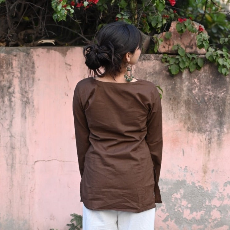 HEER Solid Brown Kurti