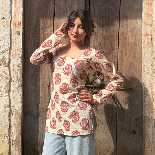 LEELA PINK - Corset Back Kurti