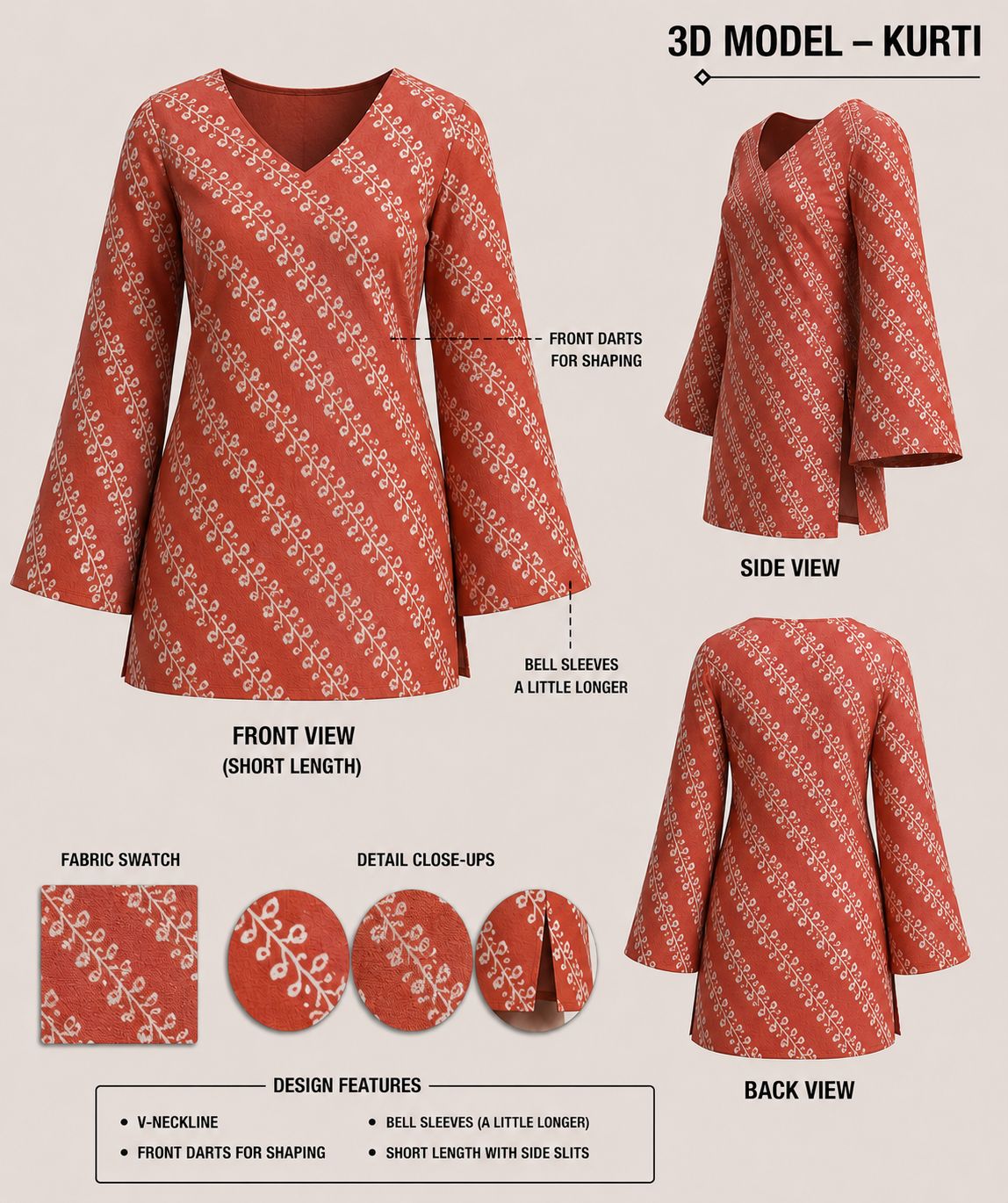 ANTRA-BELL SLEEVES KURTI
