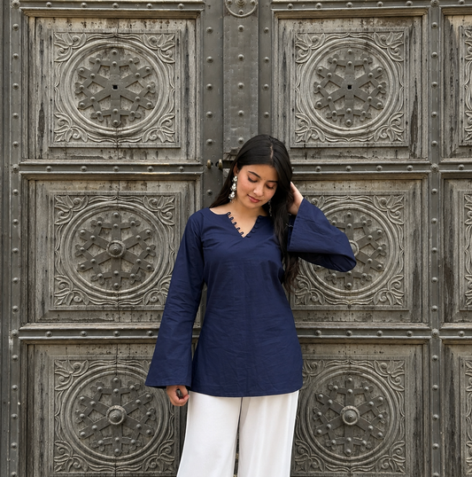AISH Solid Blue Kurti