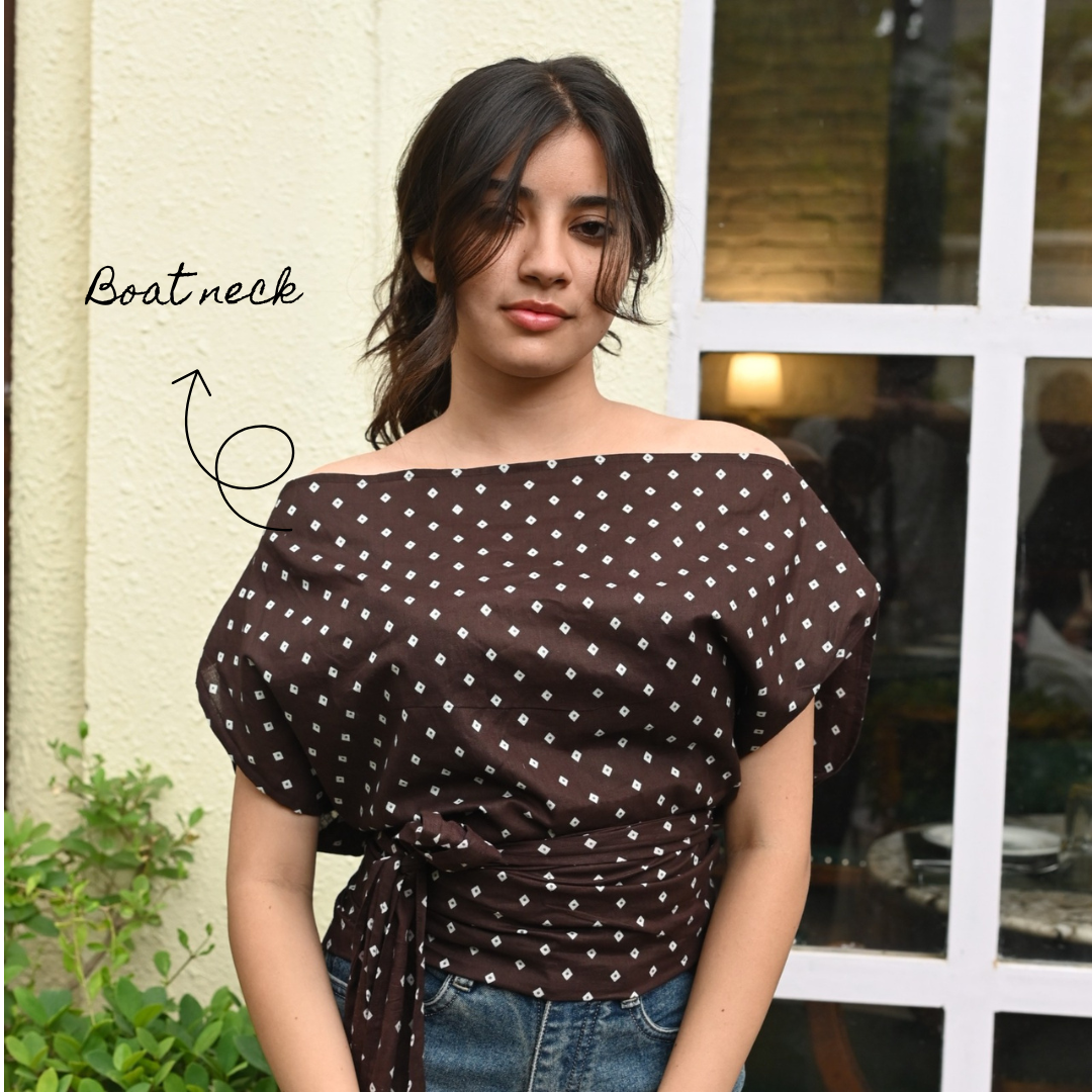 MOCHA Dual Wear Bandhani Top