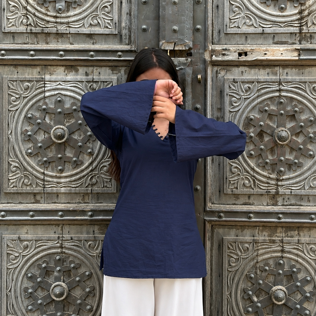 AISH Solid Blue Kurti