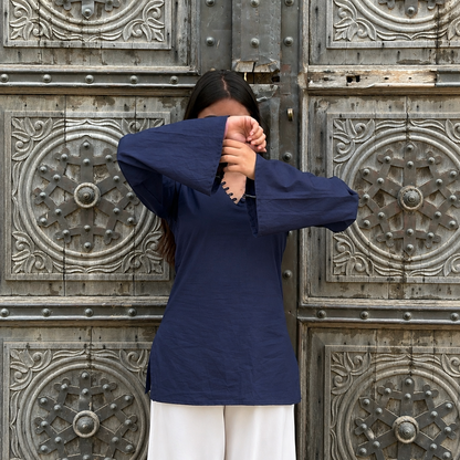 AISH Solid Blue Kurti