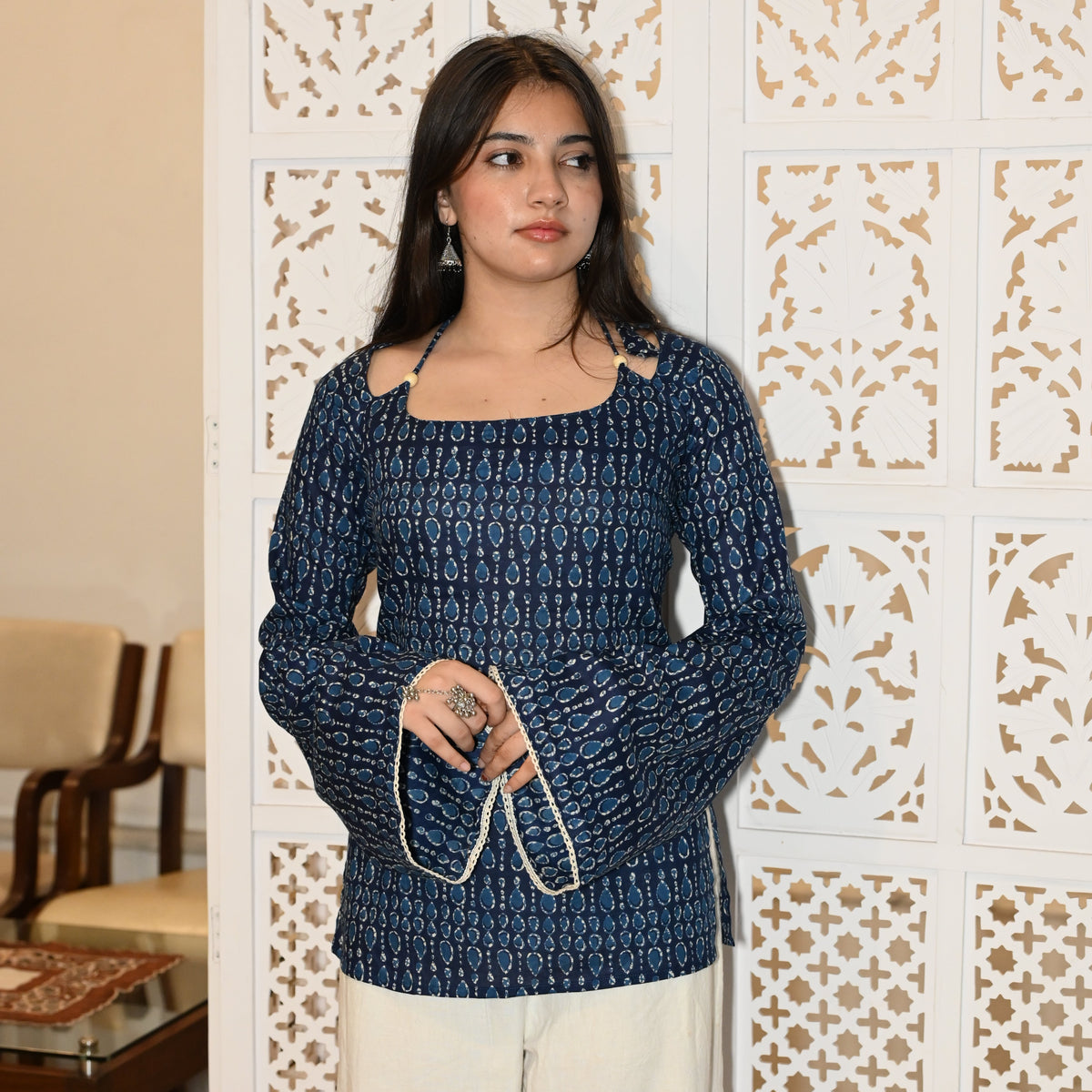 ZOHRA Neck Tie Up Kurti