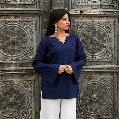 AISH Solid Blue Kurti