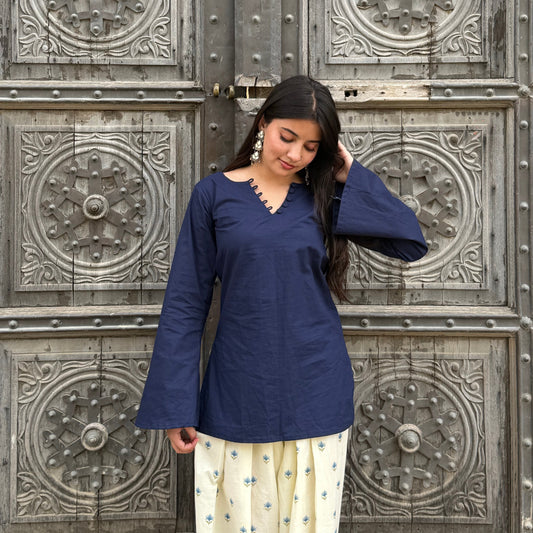 AISH Solid Blue Kurti
