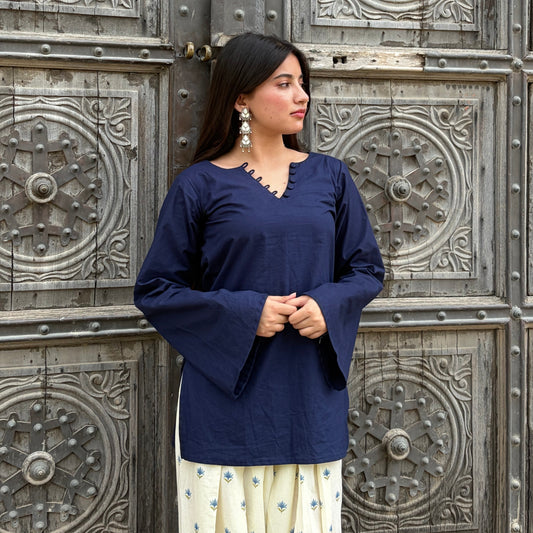 AISH Solid Blue Kurti