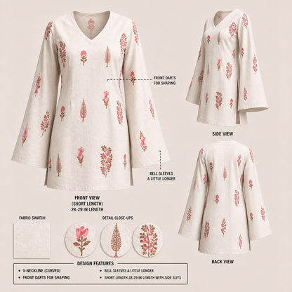 ZEENAT-V NECK KURTI