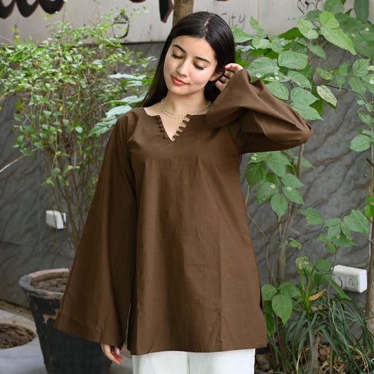 HEER Solid Brown Kurti
