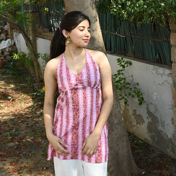 RUHANI-HALTER NECK KURTI