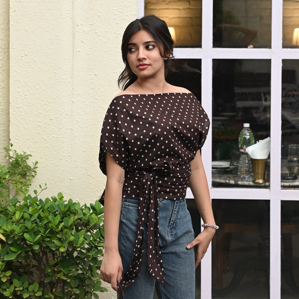 MOCHA-DUAL WEAR BANDHANI TOP