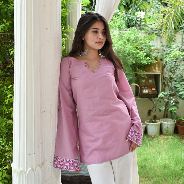 LAVANYA  Dusty Rose Solid Kurti