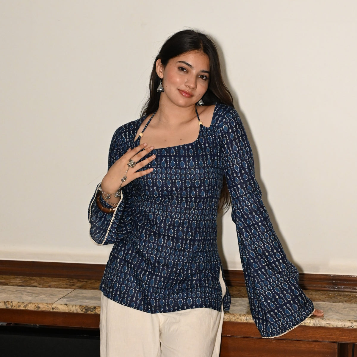 ZOHRA Neck Tie Up Kurti