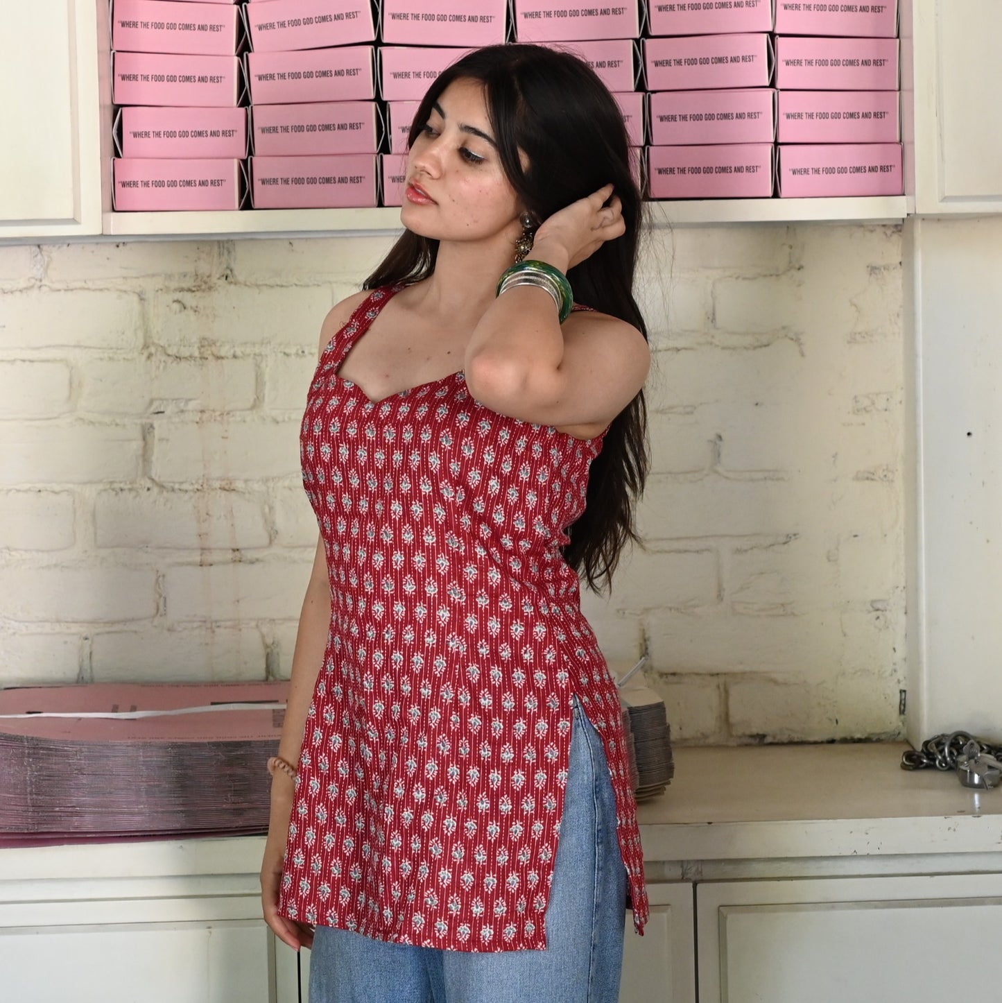 KUMKUM-Strap Kurti