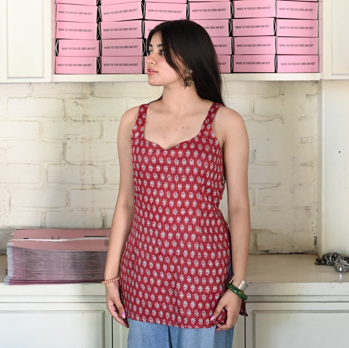 KUMKUM-Strap Kurti