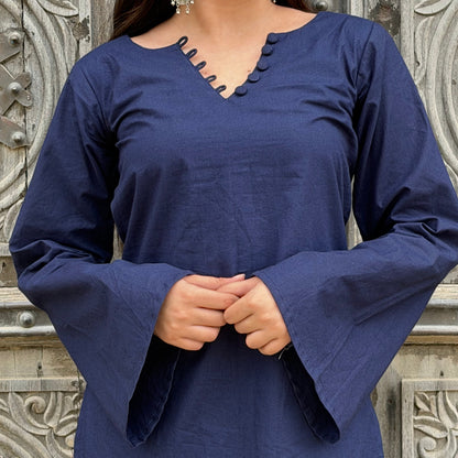AISH Solid Blue Kurti