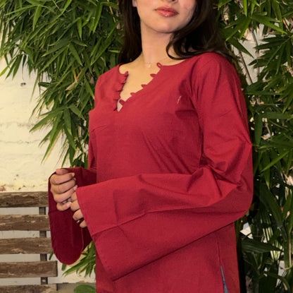 TINA - Solid Maroon Kurti