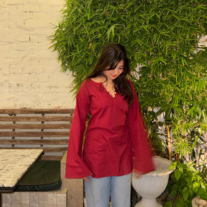 TINA - Solid Maroon Kurti