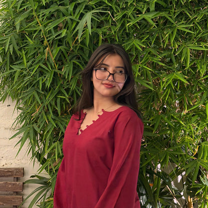 TINA - Solid Maroon Kurti