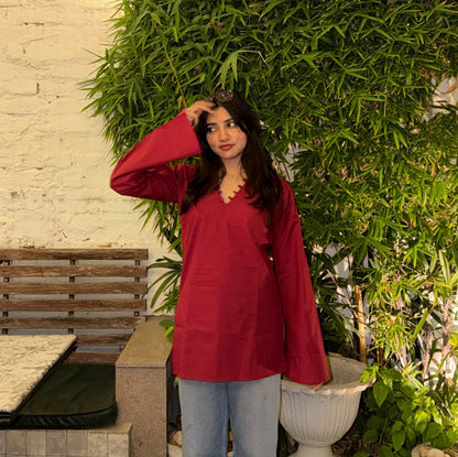 TINA - Solid Maroon Kurti