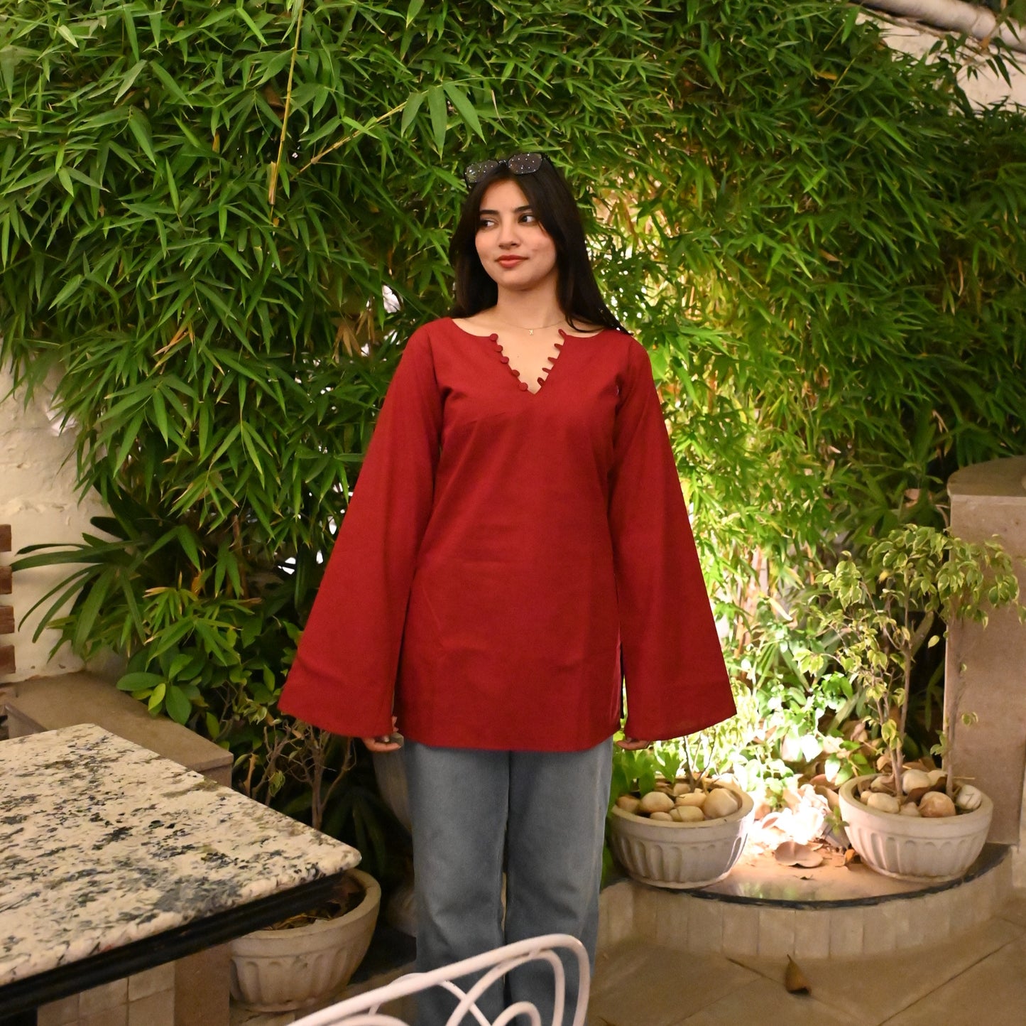 TINA - Solid Maroon Kurti