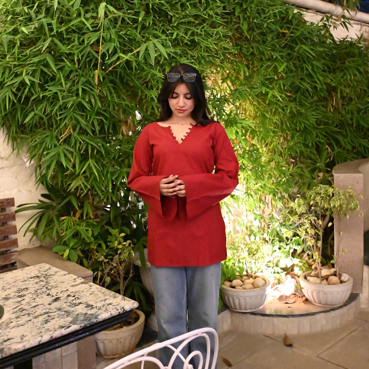 TINA - Solid Maroon Kurti