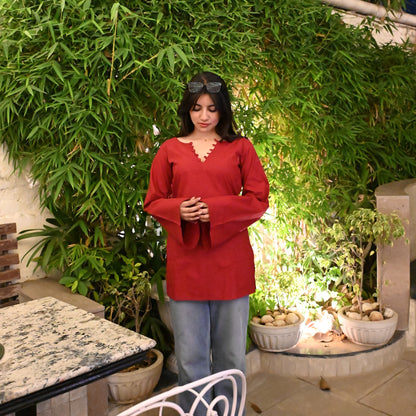 TINA - Solid Maroon Kurti