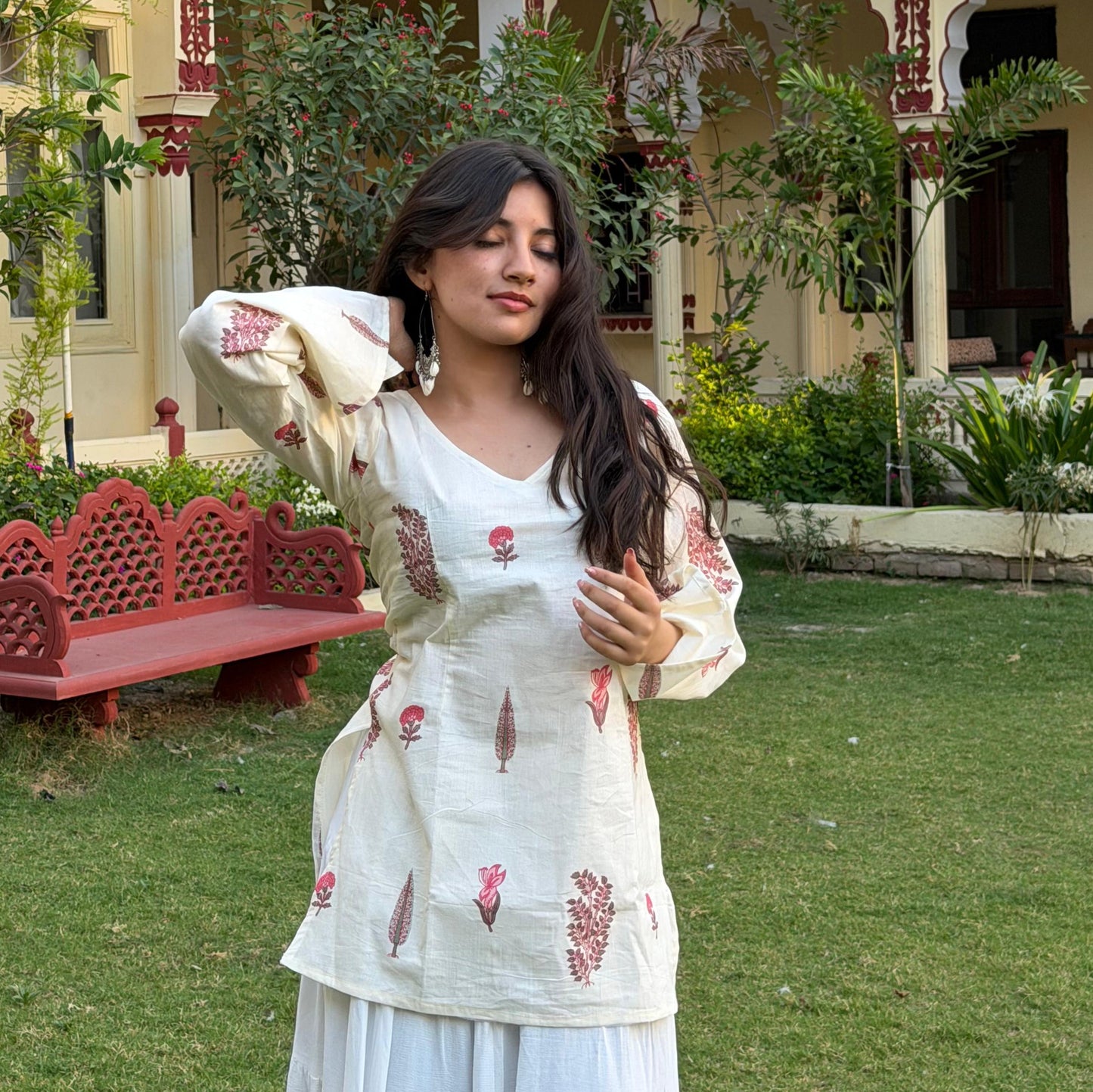 ZEENAT-V NECK KURTI