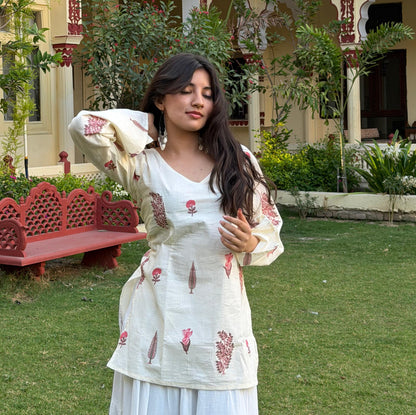 ZEENAT-V NECK KURTI