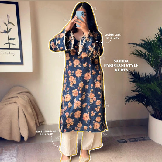 SAHIBA BLUE - Pakistani Kurti