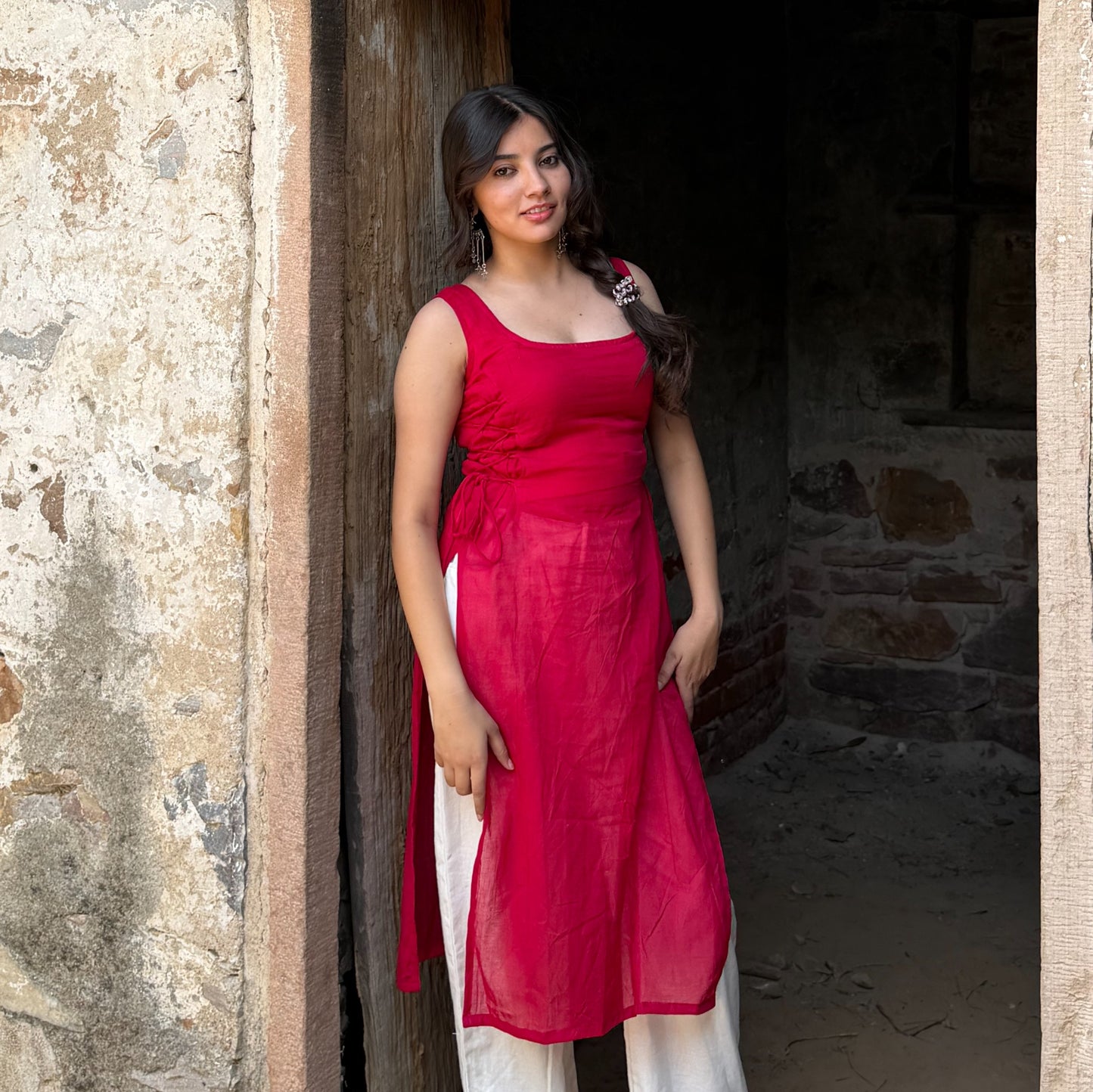 NAAZ-LONG MULMUL KURTA