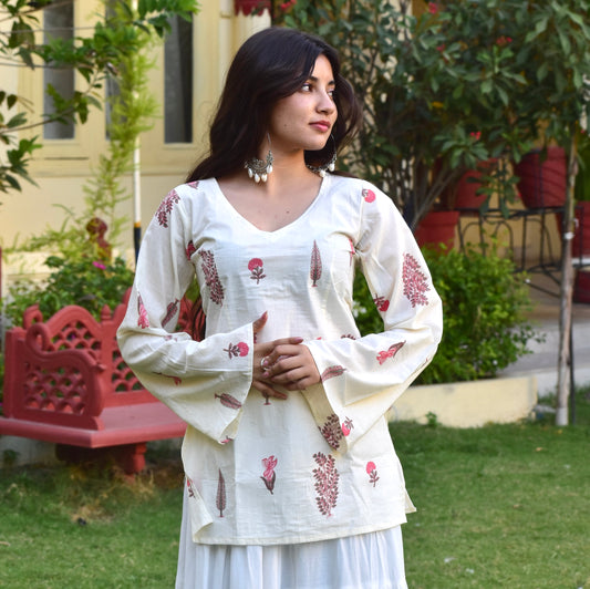 ZEENAT-V NECK KURTI