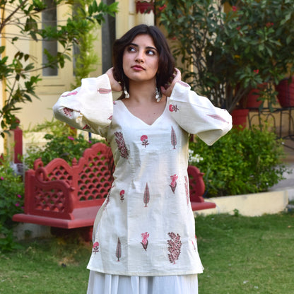ZEENAT-V NECK KURTI