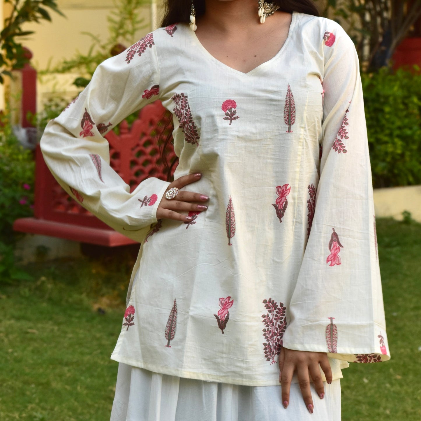 ZEENAT-V NECK KURTI