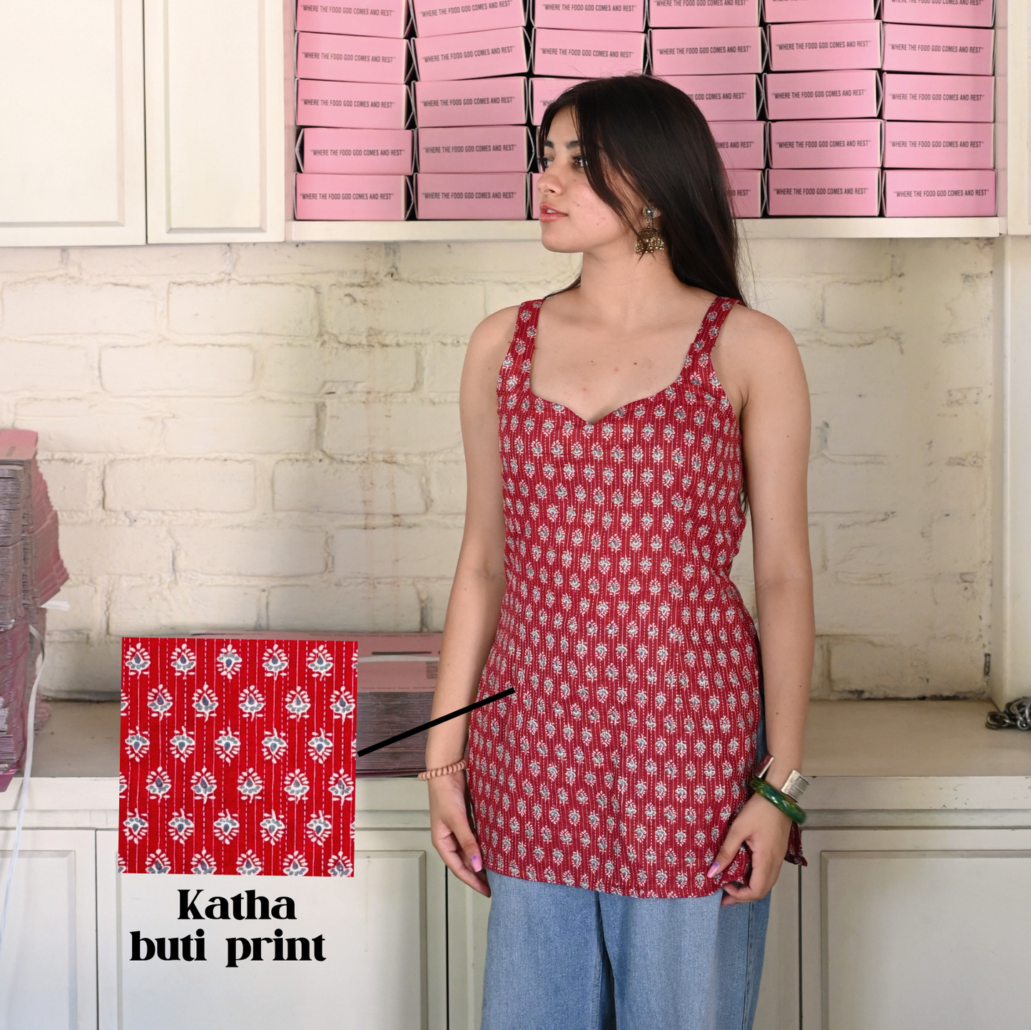 KUMKUM-Strap Kurti