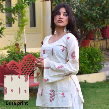 ZEENAT-V NECK KURTI