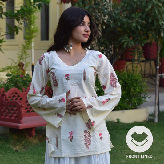 ZEENAT-V NECK KURTI