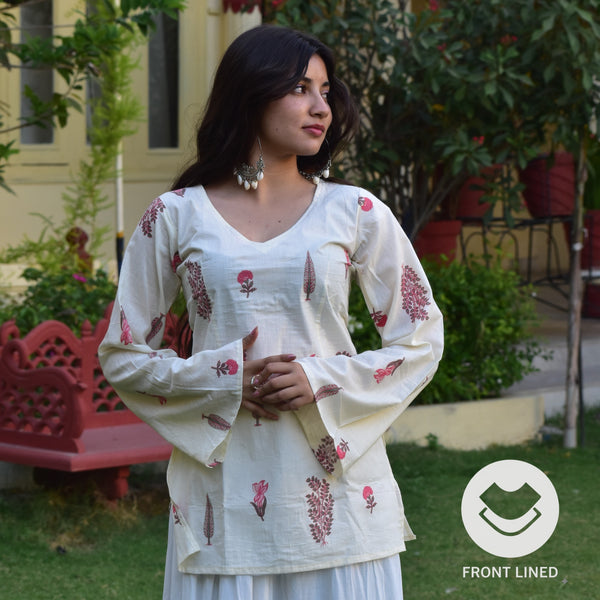 ZEENAT-V NECK KURTI
