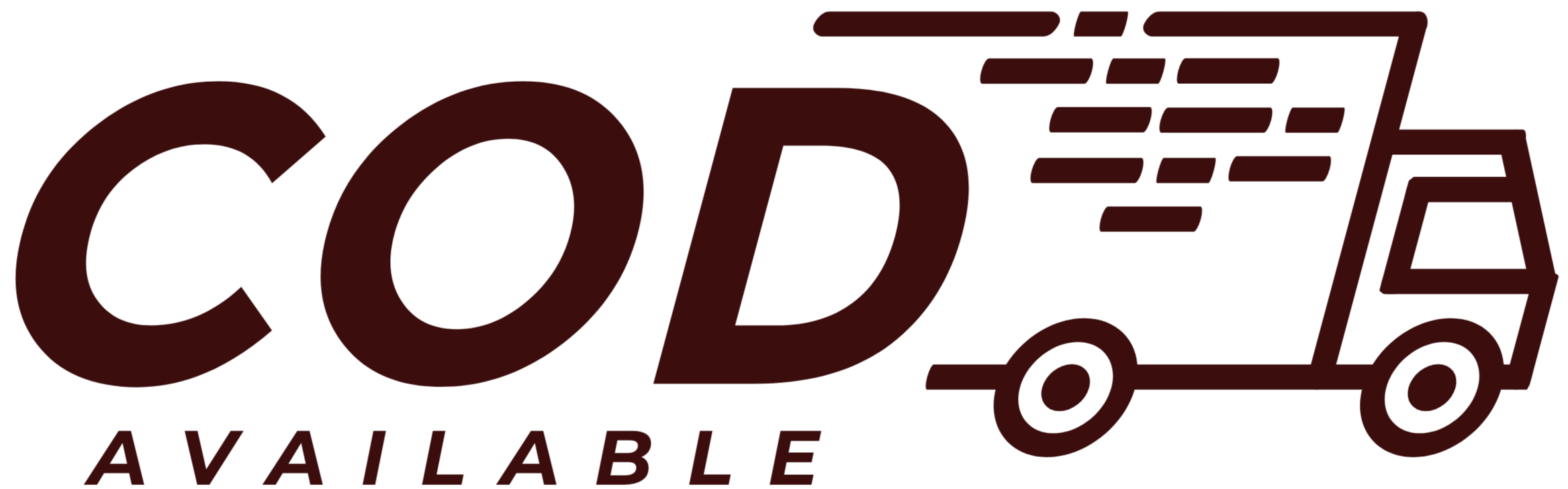 COD Available logo with a delivery truck icon on a white background