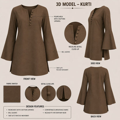 HEER - Solid Brown Kurti