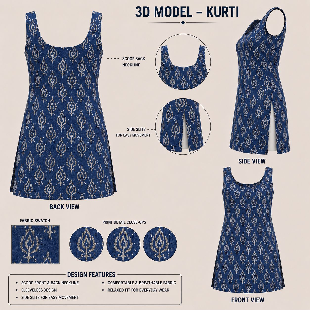 LAYA-CUT SLEEVES KURTI